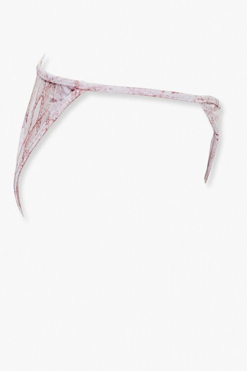 WHITE/ROSE Snakeskin Print String Bikini Bottoms, image 2
