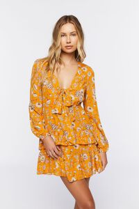 YELLOW/MULTI Floral Tiered Mini Dress, image 1