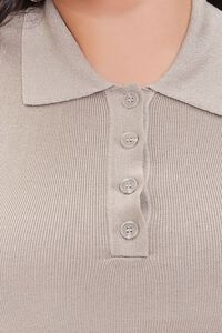 BEIGE Plus Size Ribbed Knit Shirt Dress, image 5