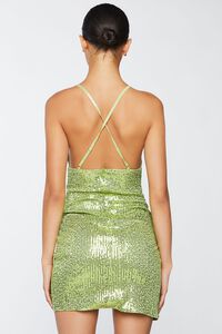 GREEN Sequin Ruched Bodycon Mini Dress, image 3