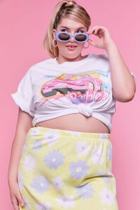 WHITE/MULTI Plus Size Barbie™ Graphic Cropped Tee, image 1