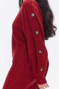 BURGUNDY Button-Trim Sweater Dress, image 5