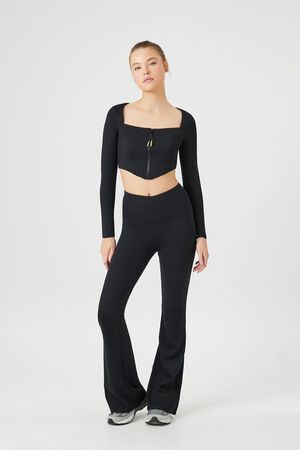 Women's High-Waisted Ribbed Lettuce Edge Flare Pants - Wild Fable