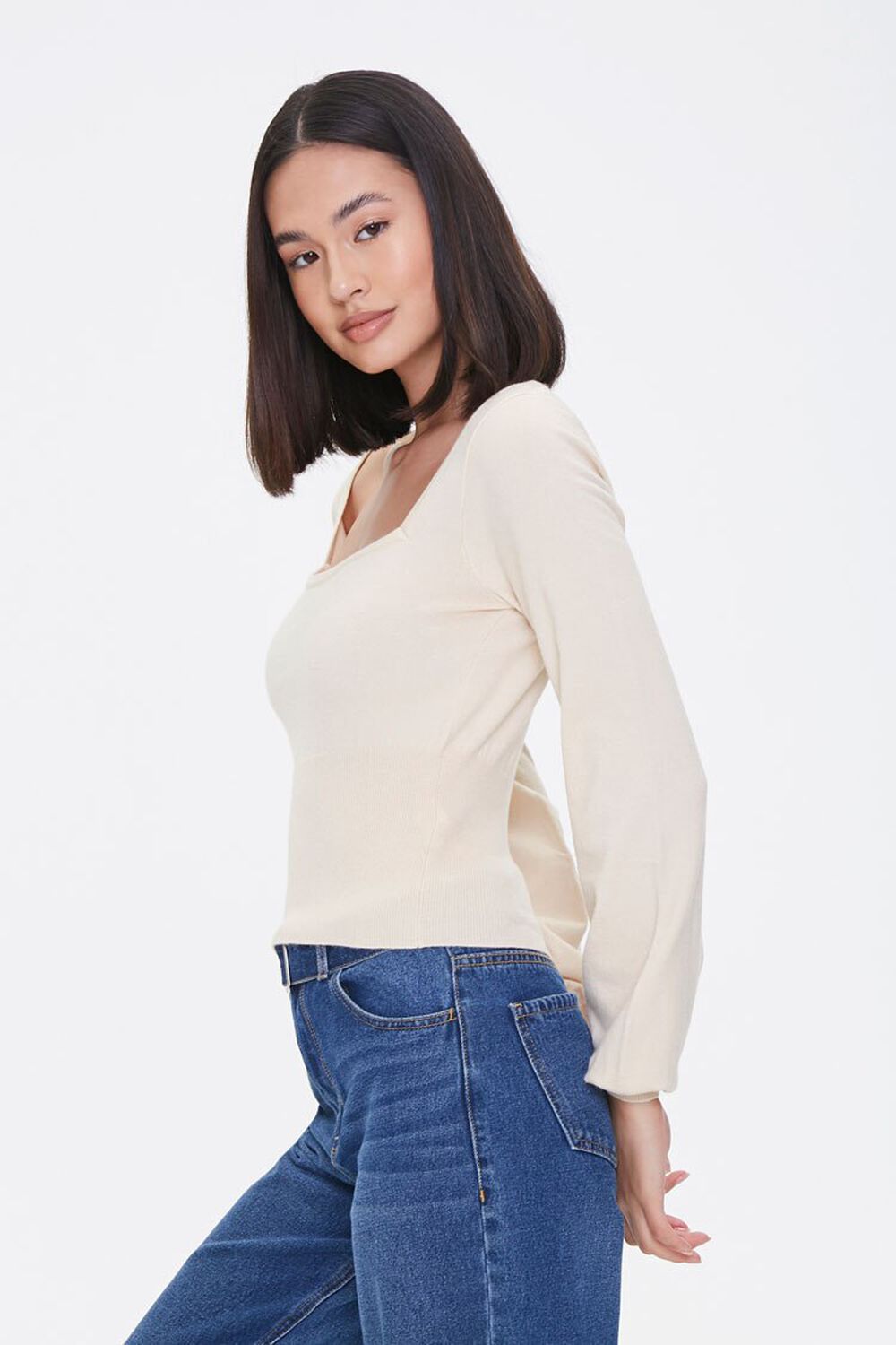 TAUPE Ribbed Sweater-Knit Top, image 2