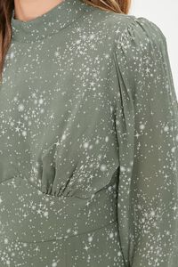 GREEN/MULTI Celestial Print Open-Back Midi Dress, image 5
