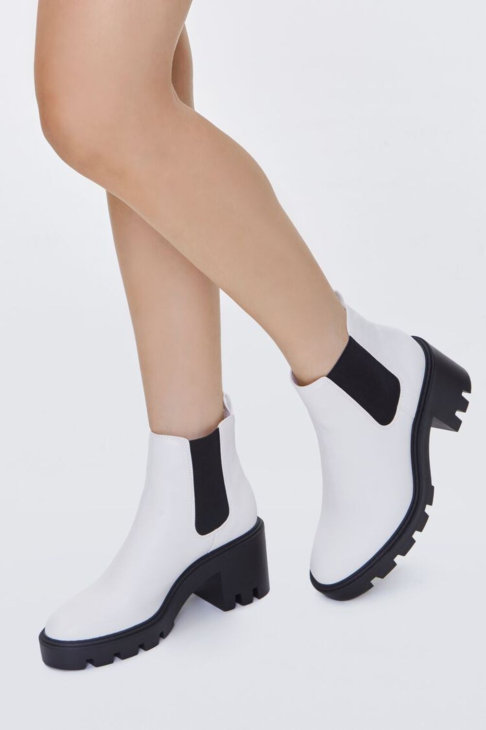 WHITE Faux Leather Chelsea Booties, image 1