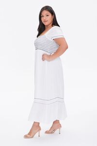 WHITE/NAVY Plus Size Gauze Maxi Dress, image 3