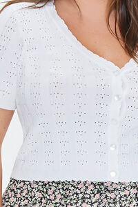 WHITE Plus Size Pointelle Sweater-Knit Top, image 5