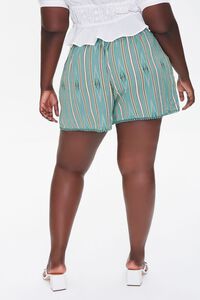 SAGE Plus Size Striped Geo Print Tassel Shorts, image 4