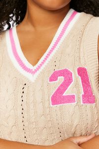 KHAKI/MULTI Plus Size Varsity-Striped Sweater Vest, image 5