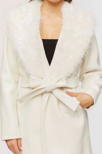 BEIGE Belted Faux Fur Coat, image 5