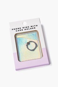 WHITE/MULTI Iridescent Phone Ring With Card Holder, image 2