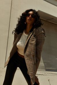 BROWN/MULTI Plaid Double-Breasted Blazer, image 1