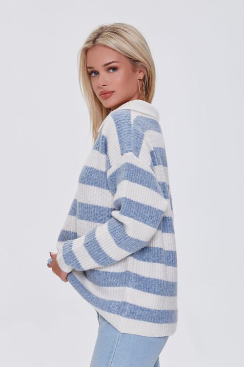 BLUE/IVORY Striped Sweater-Knit Pullover, image 2