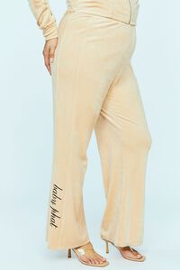 TAN/MULTI Plus Size Baby Phat Velvet Flare Pants, image 3