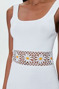 WHITE Daisy Crochet Sweater-Knit Dress, image 5