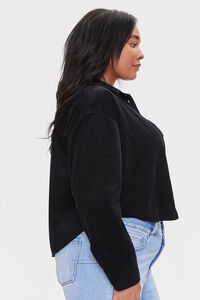 BLACK Plus Size Corduroy High-Low Shirt, image 2