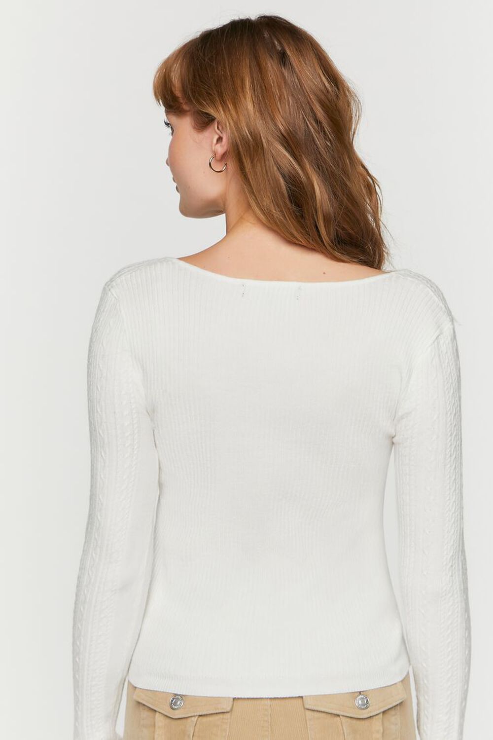 Fitted Cable Knit Sweater, image 3