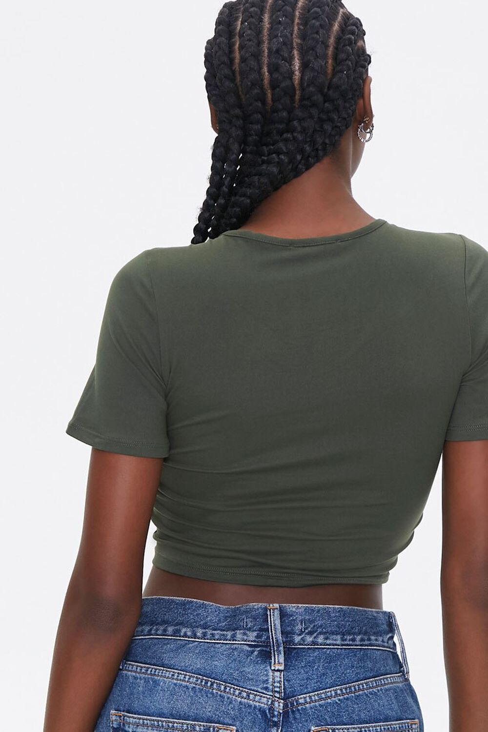 OLIVE Ruched Drawstring Cropped Tee, image 3