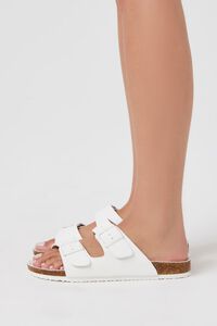 WHITE Faux Suede Dual Buckle Sandals, image 2