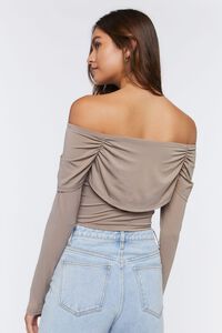 TAUPE Off-the-Shoulder Ruched Top, image 3