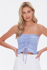 PERIWINKLE Ruched Drawstring Tube Top, image 1