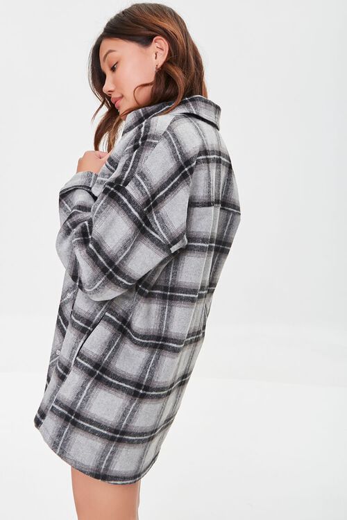 GREY/MULTI Plaid Button-Front Shacket, image 2