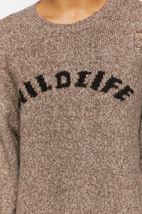 BROWN/BLACK Distressed Wildlife Graphic Sweater, image 5