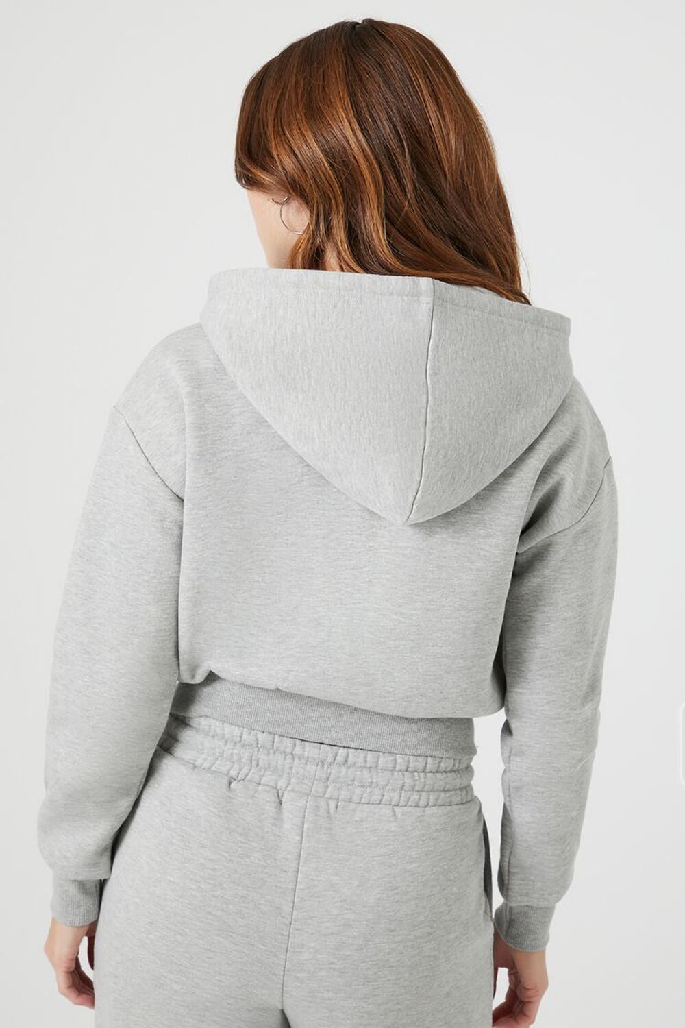 HEATHER GREY Basic Fleece Zip-Up Hoodie, image 3