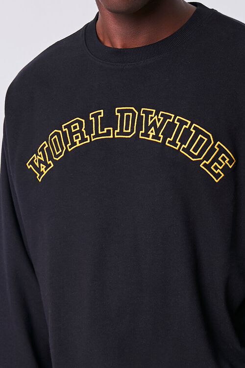BLACK/YELLOW Worldwide Embroidered Graphic Pullover, image 5