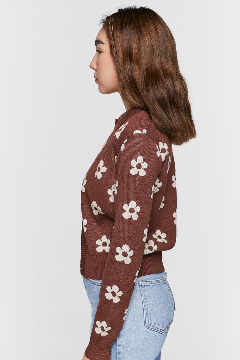 BROWN/MULTI Floral Print Cardigan Sweater, image 2