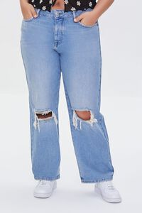 LIGHT DENIM Plus Size Distressed Straight-Leg Jeans, image 2