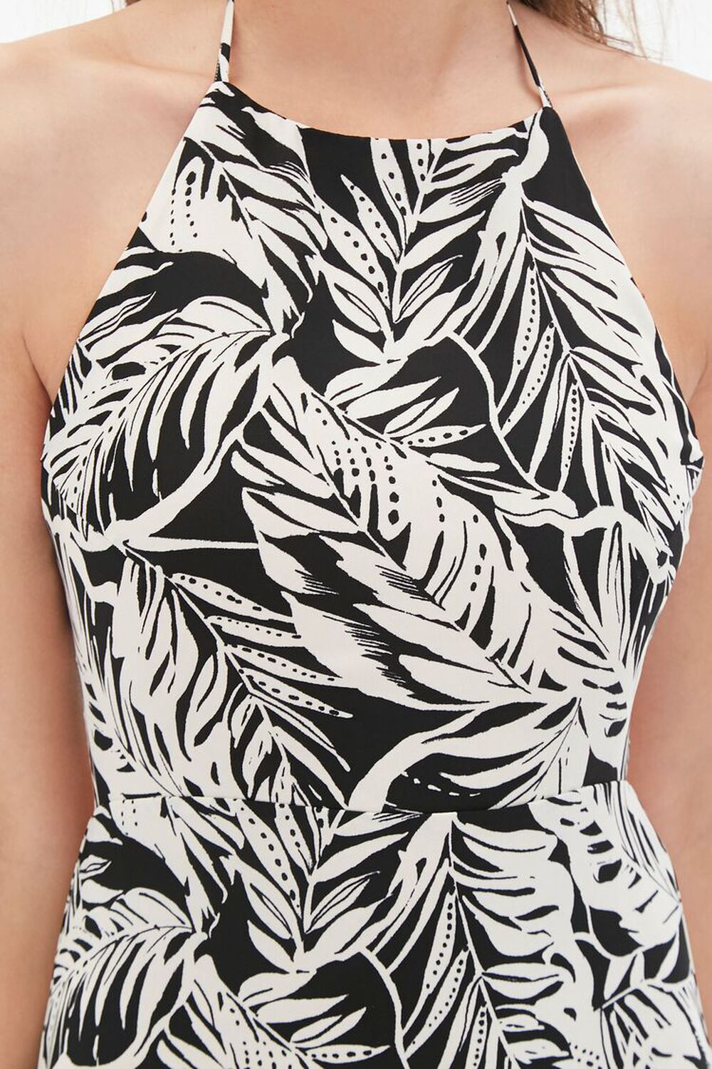 Tropical Leaf Print Maxi Dress