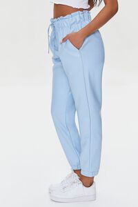 LIGHT BLUE Faux Leather Paperbag Joggers, image 3