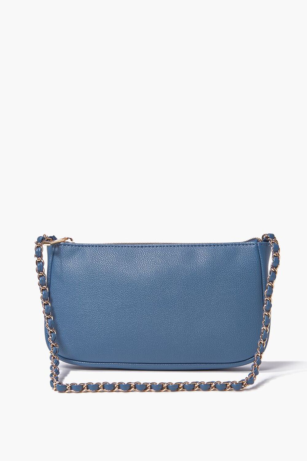 BLUE Faux Leather Zip-Up Shoulder Bag, image 1