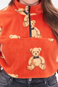 RUST/MULTI Plus Size Teddy Bear Print Fleece Pullover, image 5