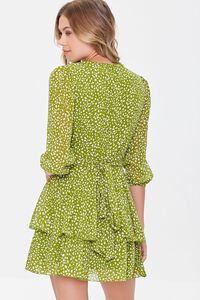 OLIVE/CREAM Speckled Print Chiffon Mini Dress, image 3