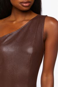 CHOCOLATE Faux Leather One-Shoulder Dress, image 5