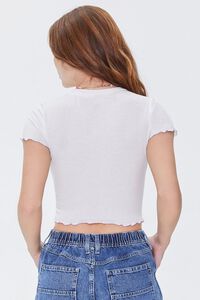 WHITE Cutout Floral Cropped Tee, image 3