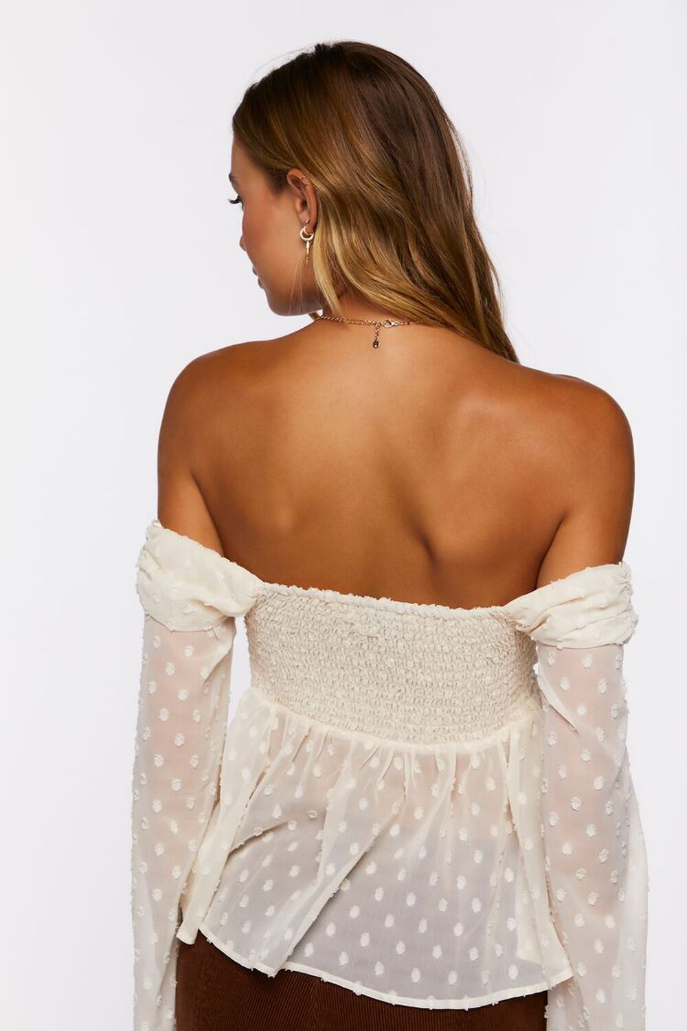 VANILLA Dotted Chiffon Off-the-Shoulder Top, image 3