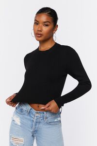 BLACK Ribbed Knit Sweater Top, image 1