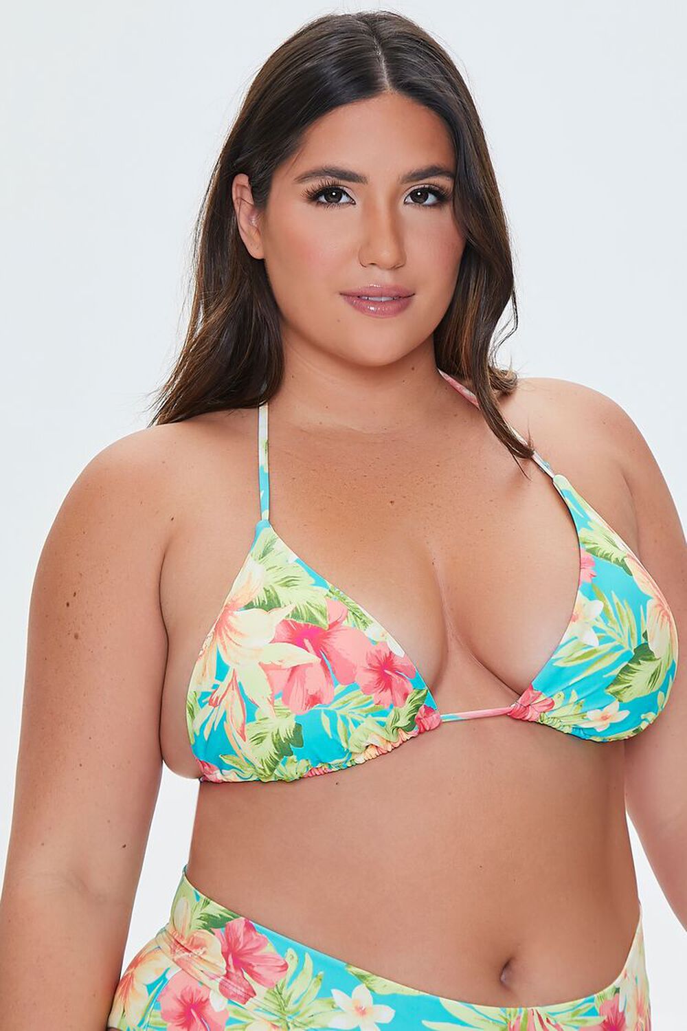 OASIS/MULTI Plus Size Tropical Leaf Bikini Top, image 1