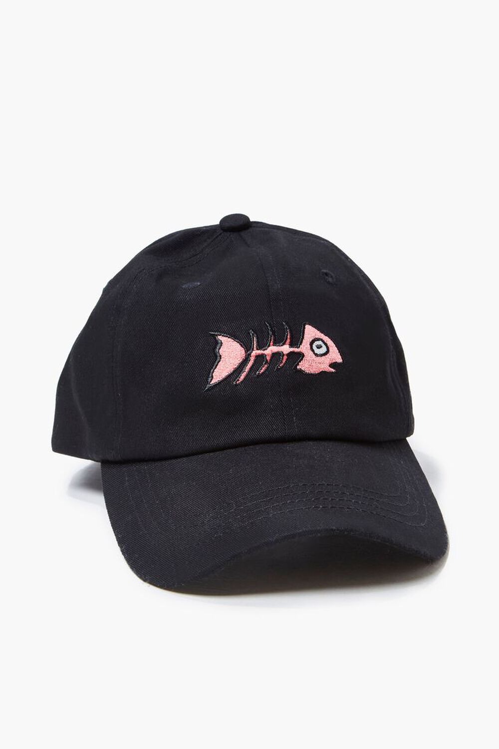 BLACK/PINK Fishbone Embroidered Graphic Dad Cap, image 1
