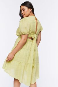 HERBAL GREEN Plus Size Cutout Tiered Mini Dress, image 3