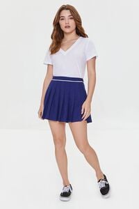 NAVY/WHITE Pleated A-Line Mini Skirt, image 5