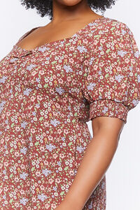 CURRANT/MULTI Plus Size Ditsy Floral Print Midi Dress, image 5