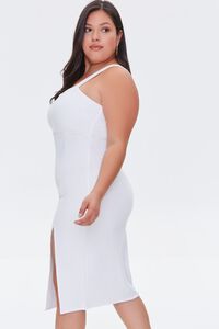 WHITE Plus Size Bodycon Slit Dress, image 2