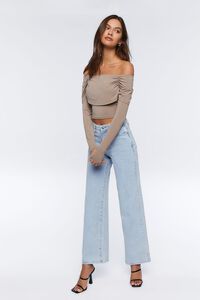 TAUPE Off-the-Shoulder Ruched Top, image 4