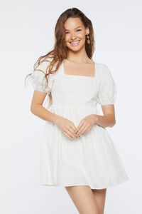 WHITE Puff-Sleeve Mini Dress, image 1