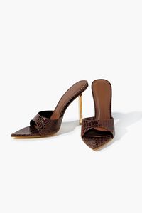 BROWN Slip-On Faux Patent Leather Heels, image 1